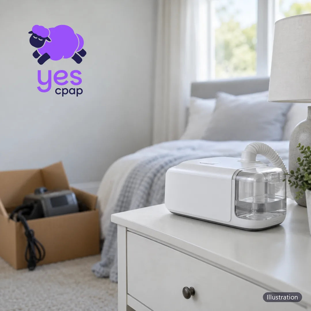 Philips DreamStation replacement Singapore: a compact white CPAP machine on a bedside table